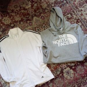 North Face Drawstring Hoodie In Grey Cotton grey XL Adidas Golf Jacket Zip Up La